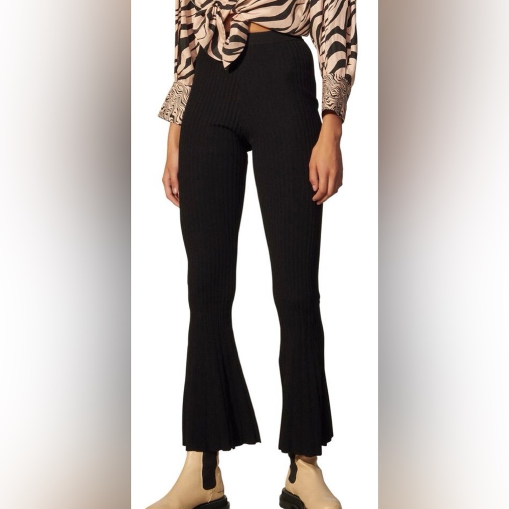 Sandro 'Ribbed' Black Flare Pants - Picture 2 of 6